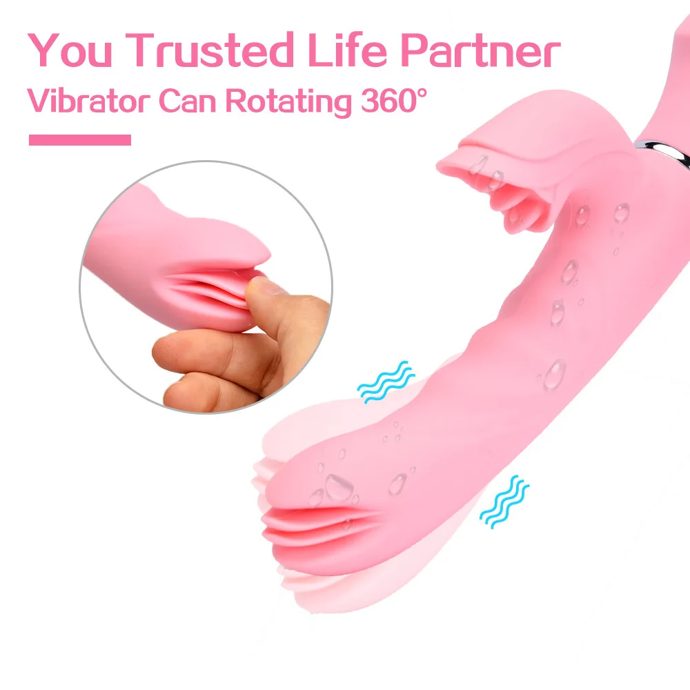 Вибратор с G-spot Rabbit вращение на 360 градусов Двойной вибрационный фаллоимитатор