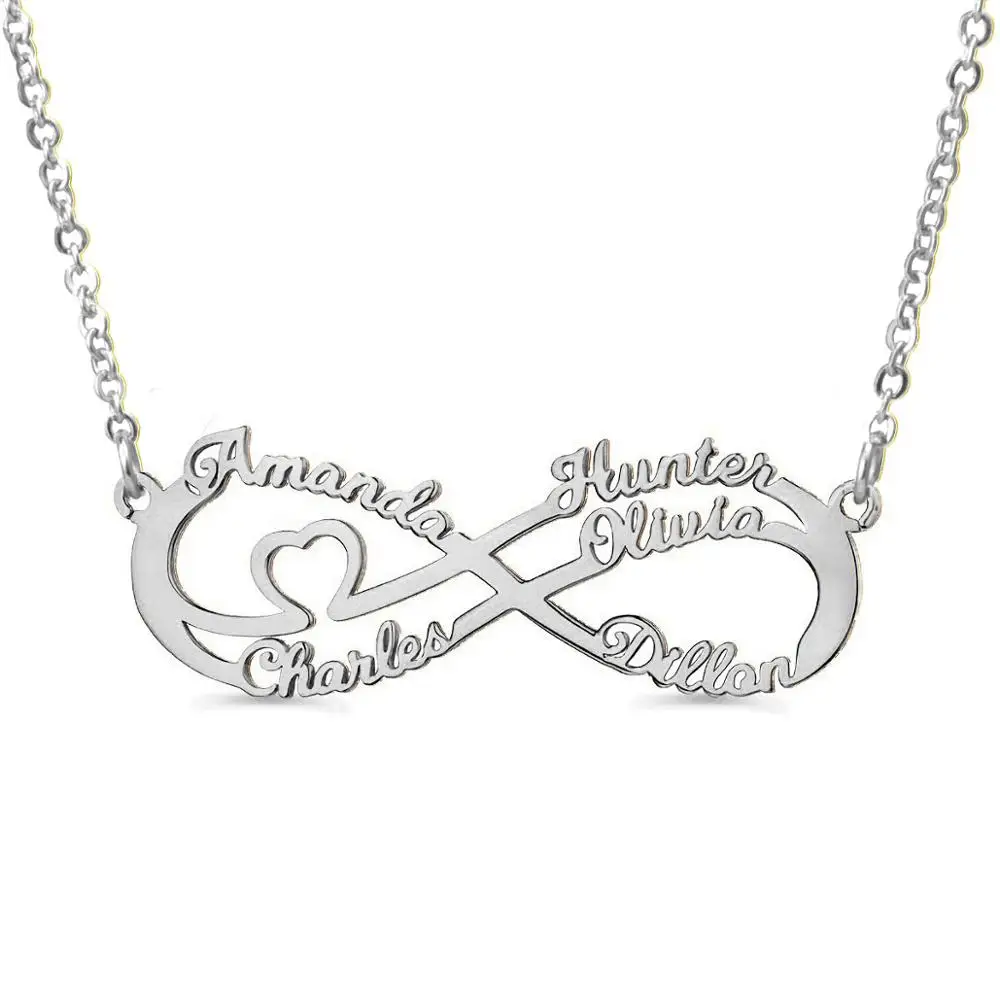 Персонализированные на заказ 6 наименований ожерелье сердце и Бесконечность