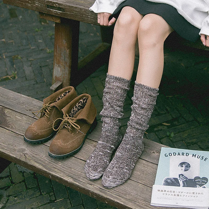 Осень и Зима Новые взрывы ворсовые носки японские толстые линии двойной иглы в