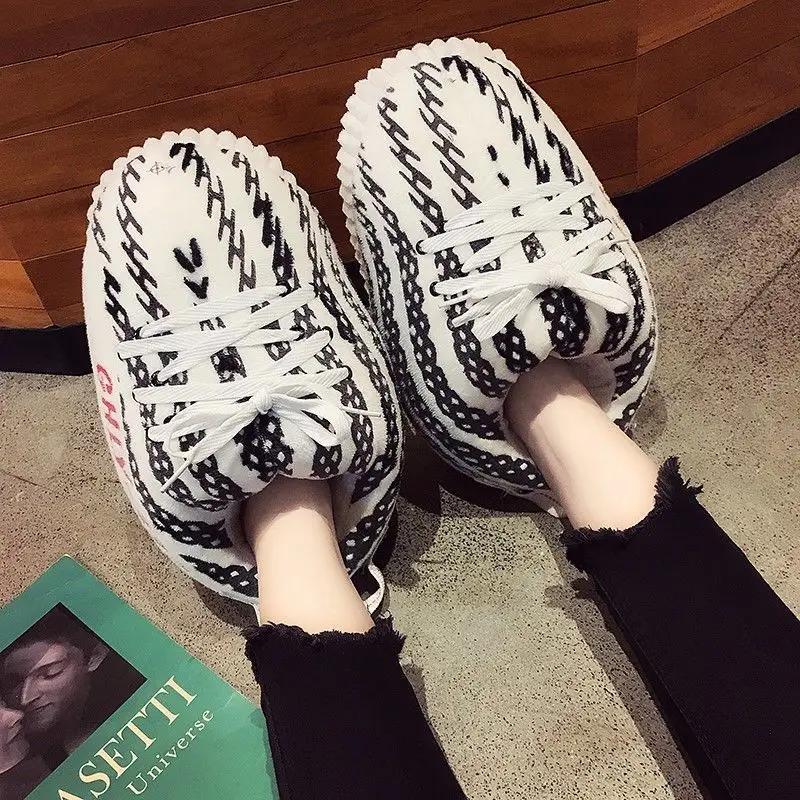 

Unisex Winter Warm Home Slippers Women/Men One Size Sneakers Lady Indoor Cotton Shoes Woman House Floor Sliders Ladies Slippers