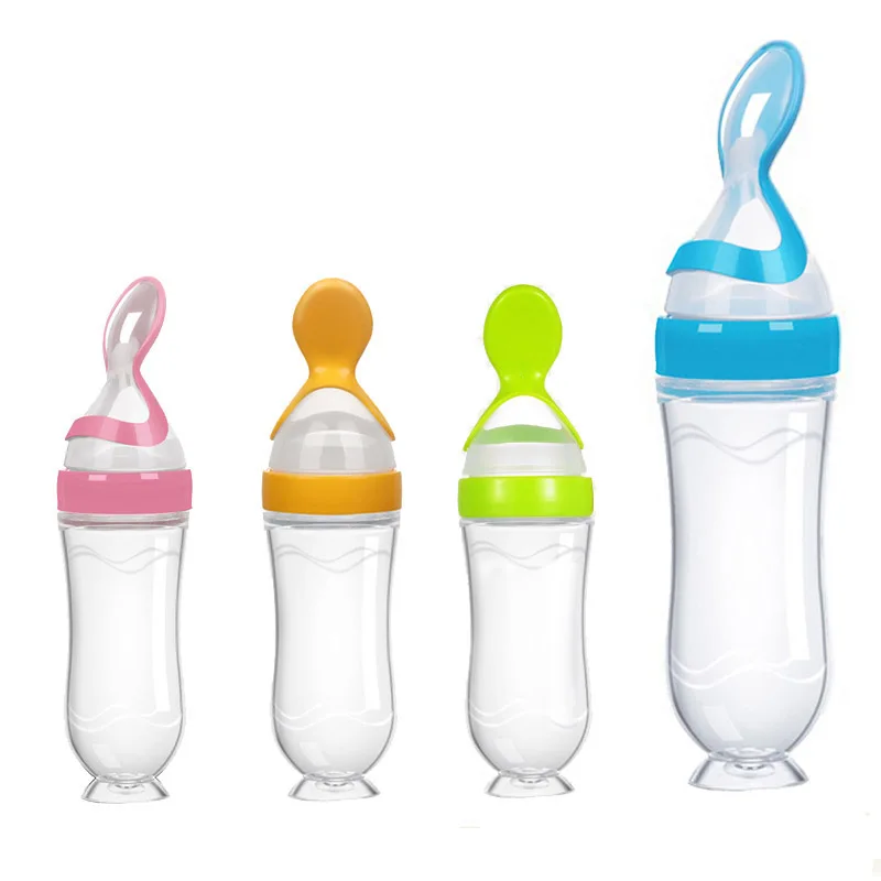 

Silicone/PP Food Dispensing Spoon Multi-function Sucker Style Squeeze Feeding Bottle Baby Accessories Leak Proof