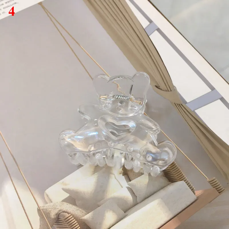 

New Cartoon Bear Hair Claws Solid Color Matte Geometric Barrette Crab Bath Clip Ponytail Clip For Women Girls Hair Accessories