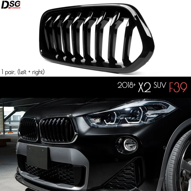 

Piano Black High Glossy Front Bumper Kidney Grille Replacement Grill for BMW X2 (F39) 2018+