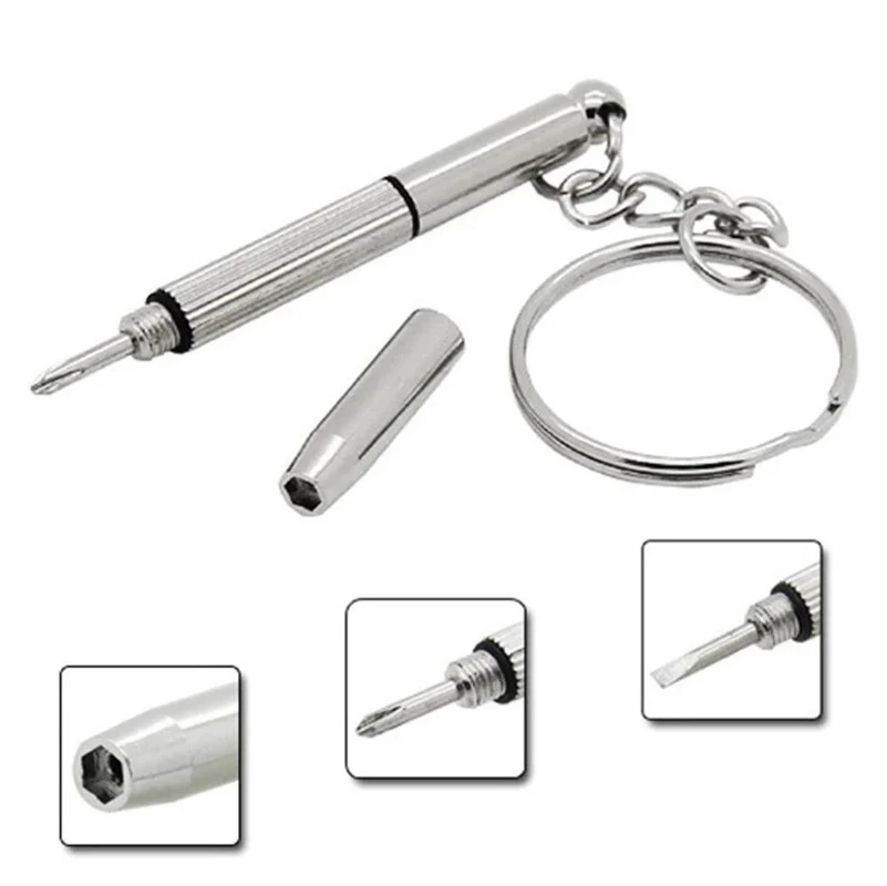 

3 in 1 Aluminum Steel Eyeglass Screwdriver Set Sunglass Glasses Watch Repair Tool Screwdrivers Kit with Keychain Dropshipping