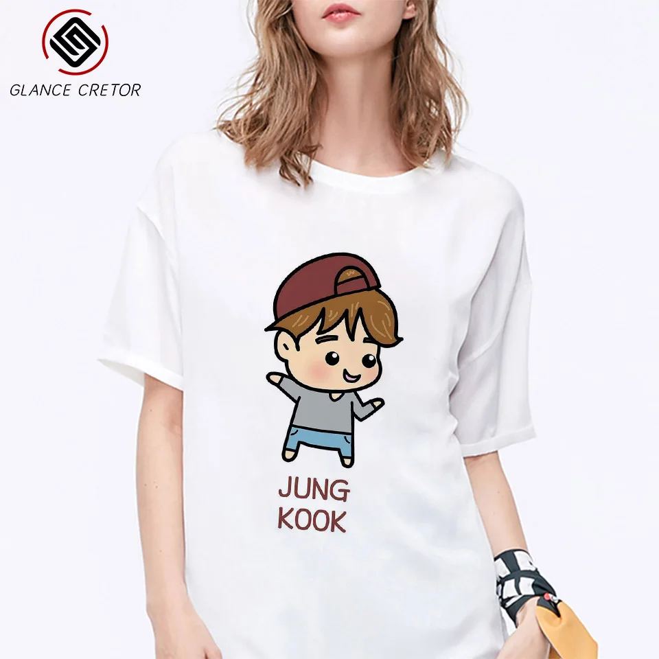 Kpop уличная футболка JIMIN V JUNGKOOK Топ Летняя с коротким рукавом повседневные мужские