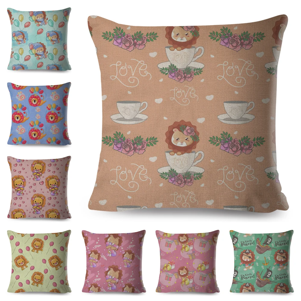 

Лоскутный чехол с милым мультяшным львом, декоративная подушка в виде милых животных, чехол для дивана, дома, автомобиля, детской комнаты