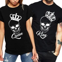 king queen couples t shirt skull crown printing couple clothes summer t shirt women man casual o neck tops lovers tee shirt