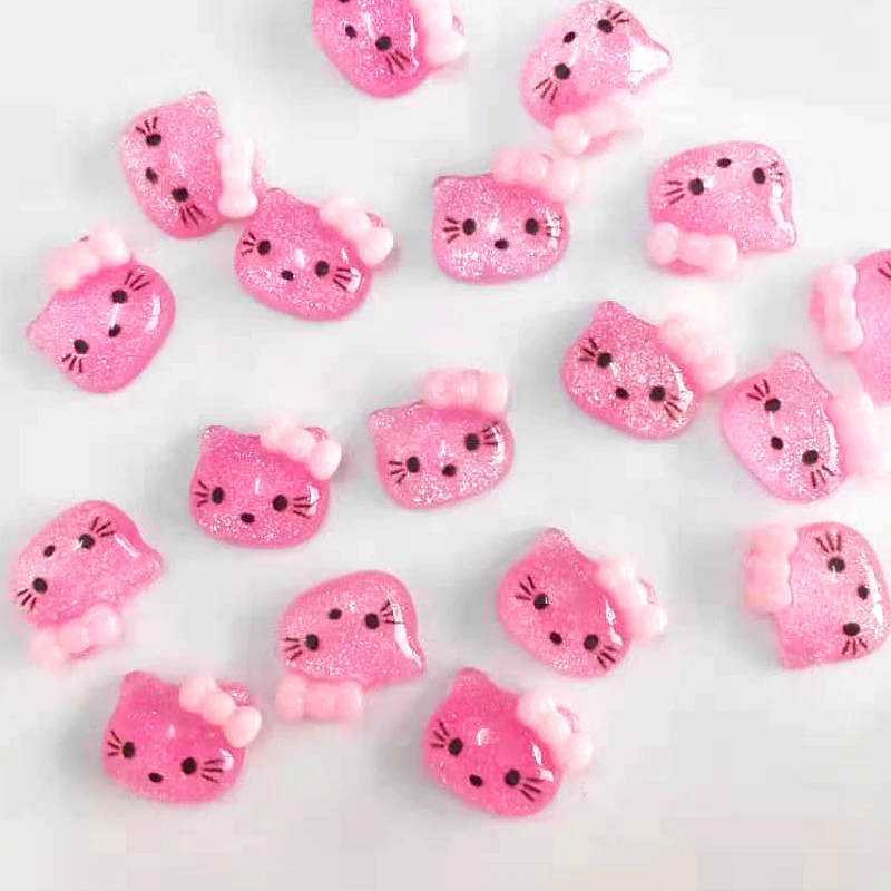 Набор из 100 штук ручная роспись голова котенка блестящие Кабошоны (15 мм)