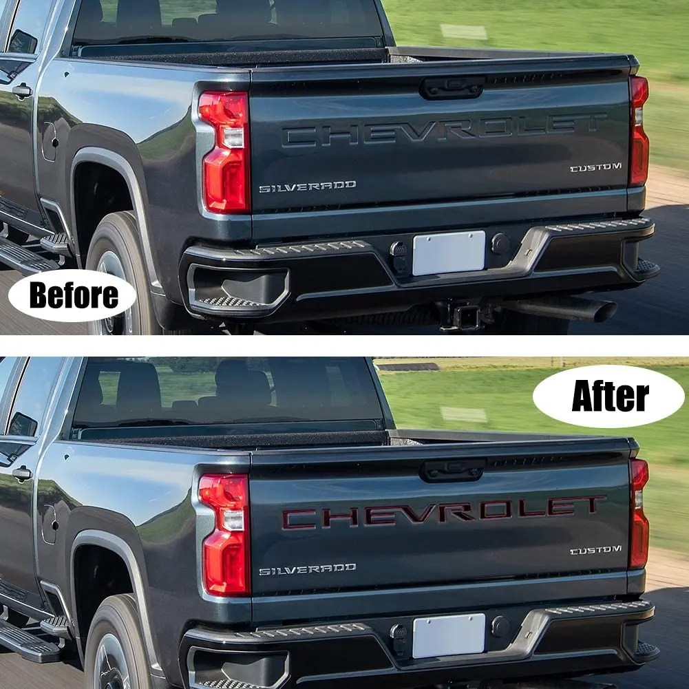 3d поднятые буквы Tailgate совместимы с моделями Silverado 2019 2020 (черный красным