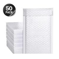 50pcs white pearlescent film poly mailer bubble waterproof shockproof padded envelopes for gift packaging lined self seal bag