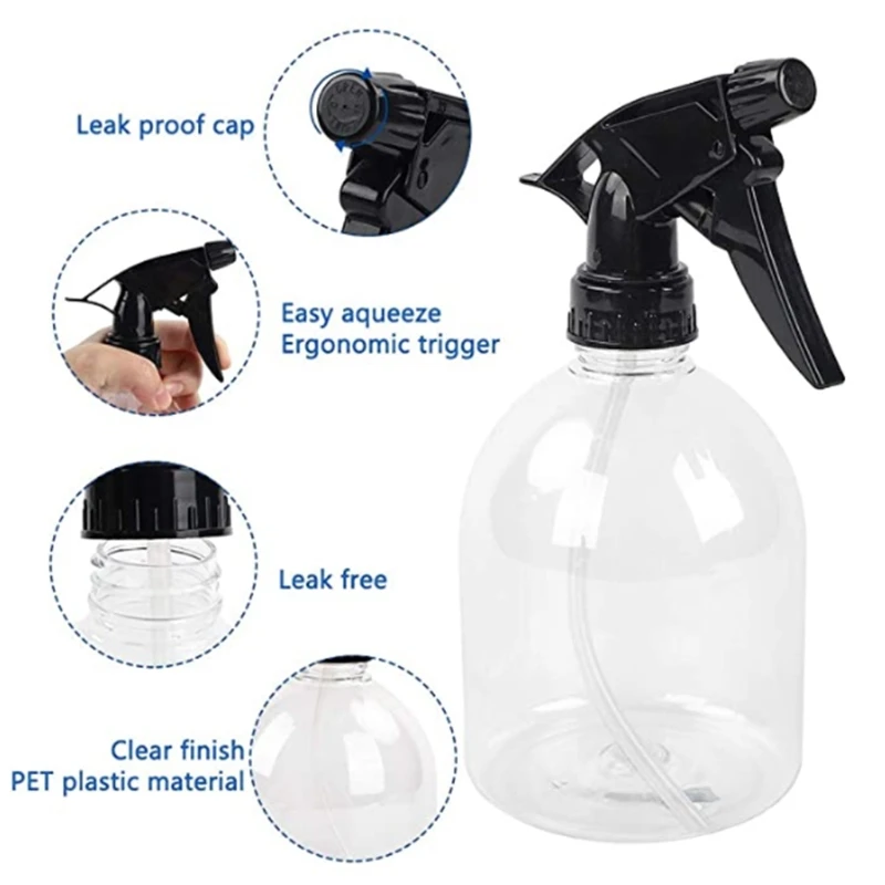 

5Pcs 250ml Clear Empty Spray Bottle with Adjustable Nozzle Refillable Cleaning Solution Container Mist Trigger Sprayer