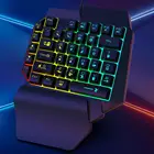 Клавиатура K15, светящиеся персонажи, сильная упругость, RGB, Механическая игровая клавиатура для одной руки для компьютера