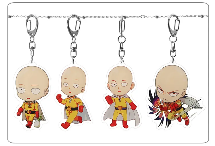 Аниме One Punch Man брелок Сайтама милый забавный мультфильм акриловое кольцо для ключей модная новинка Персонализированная подвеска ювелирное изделие подарок брелок