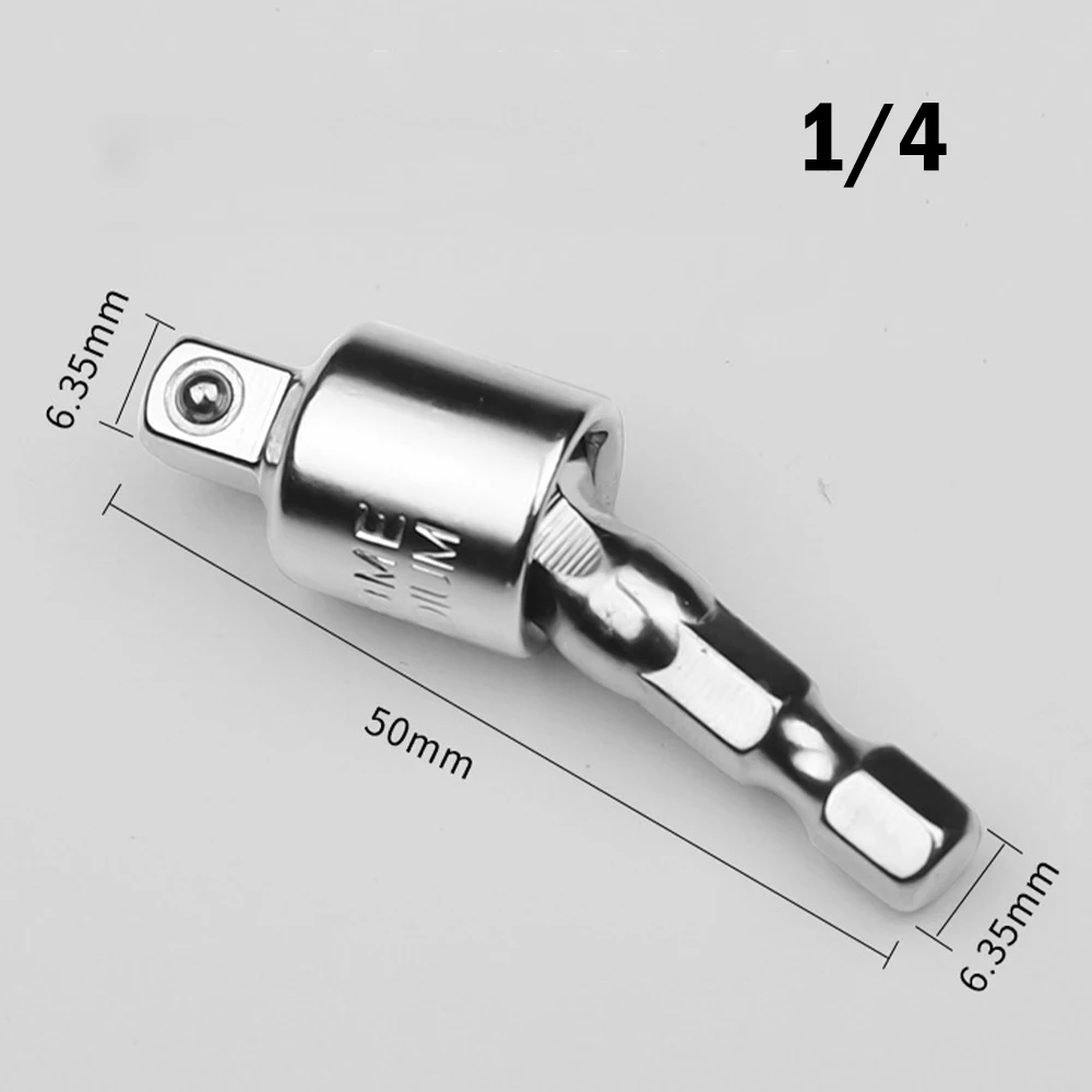 

1/4" 3/8" 1/2" Electric Drill Socket Adapter for Impact Driver with Hex Shank to Square Socket Drill Bits Rotatable Extension