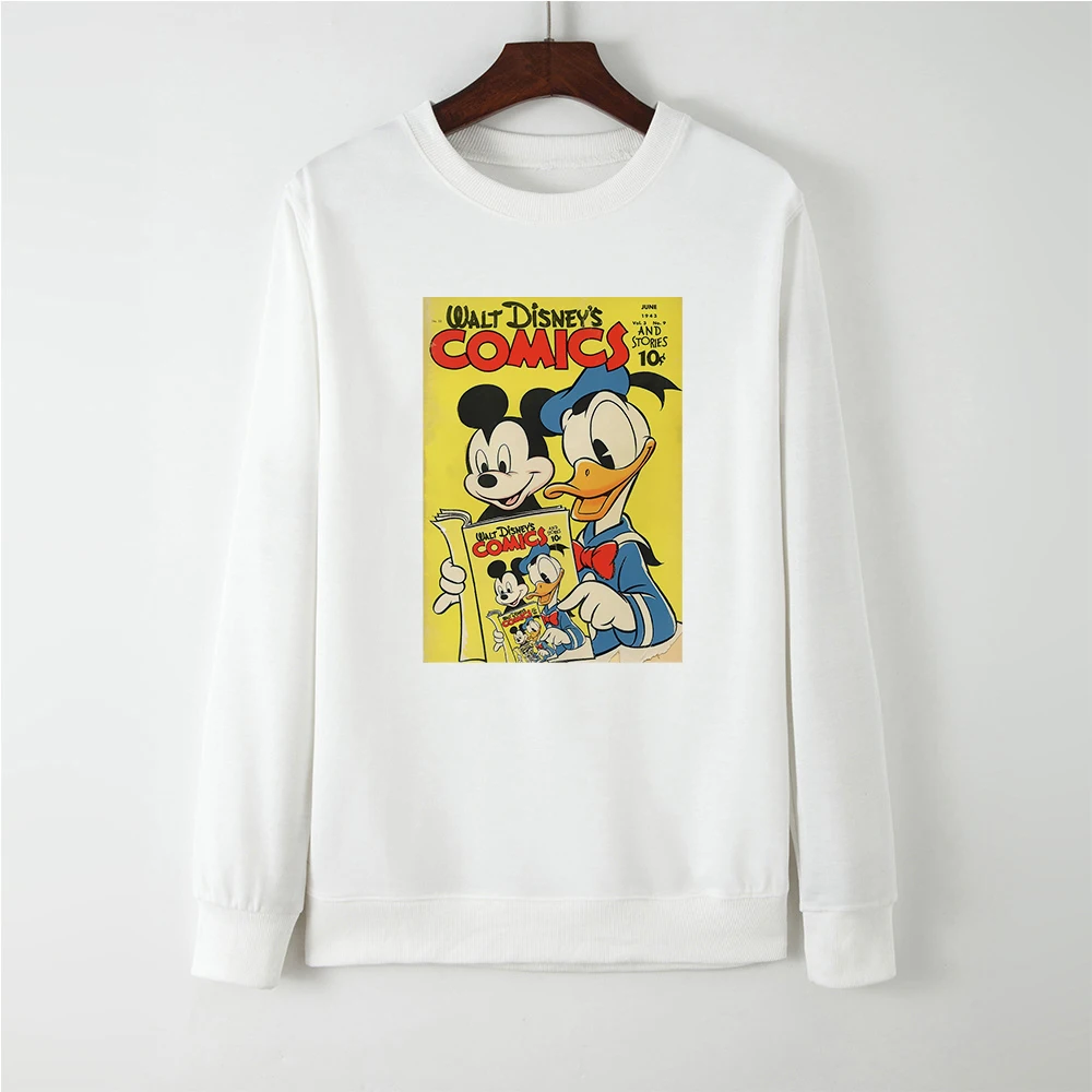

Disney Women Sweatshirt Don Donald Mickey Mouse Fauntleroy Duck Printed Stranger Cartoon Winter Women Summer Clothes Hipster