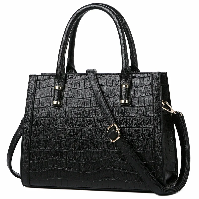 

Ben Ballar Women's Fashion Crocodile Pattern PU Top-Handbags Trendy Commuter Large Capacity Solid Color Shoulder Bag