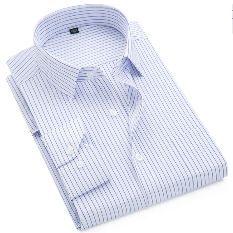 Рубашка мужская с воротником на пуговицах Повседневная Деловая полосатая