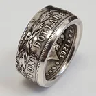 Винтажное кольцо в стиле панк с американской государственной эмблемой, монетное кольцо на один доллар, кольцо на палец с тайским серебряным покрытием, женское ювелирное изделие в стиле панк