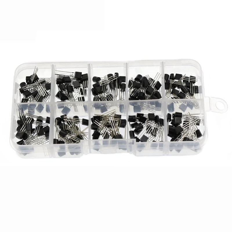 

TO-92 Transistor 10Values 200Pcs Kit BC337 BC327 2N2222 2N2907 2N3904 2N3906 S8050 S8550 A1015 C1815