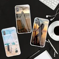 surfboard surfing art surf girl phone case transparent case for iphone 6 6s 7 8 plus x xs xr xsmax 11 12 pro promax 12mini