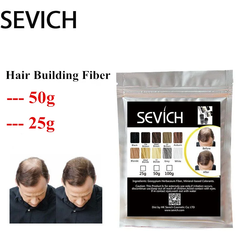 Sevich 10 цветов 50 г волосы строительное волокно Кератиновое волокно волосы заправка утолщение волокно порошки мгновенный рост средство для ухода за волосами