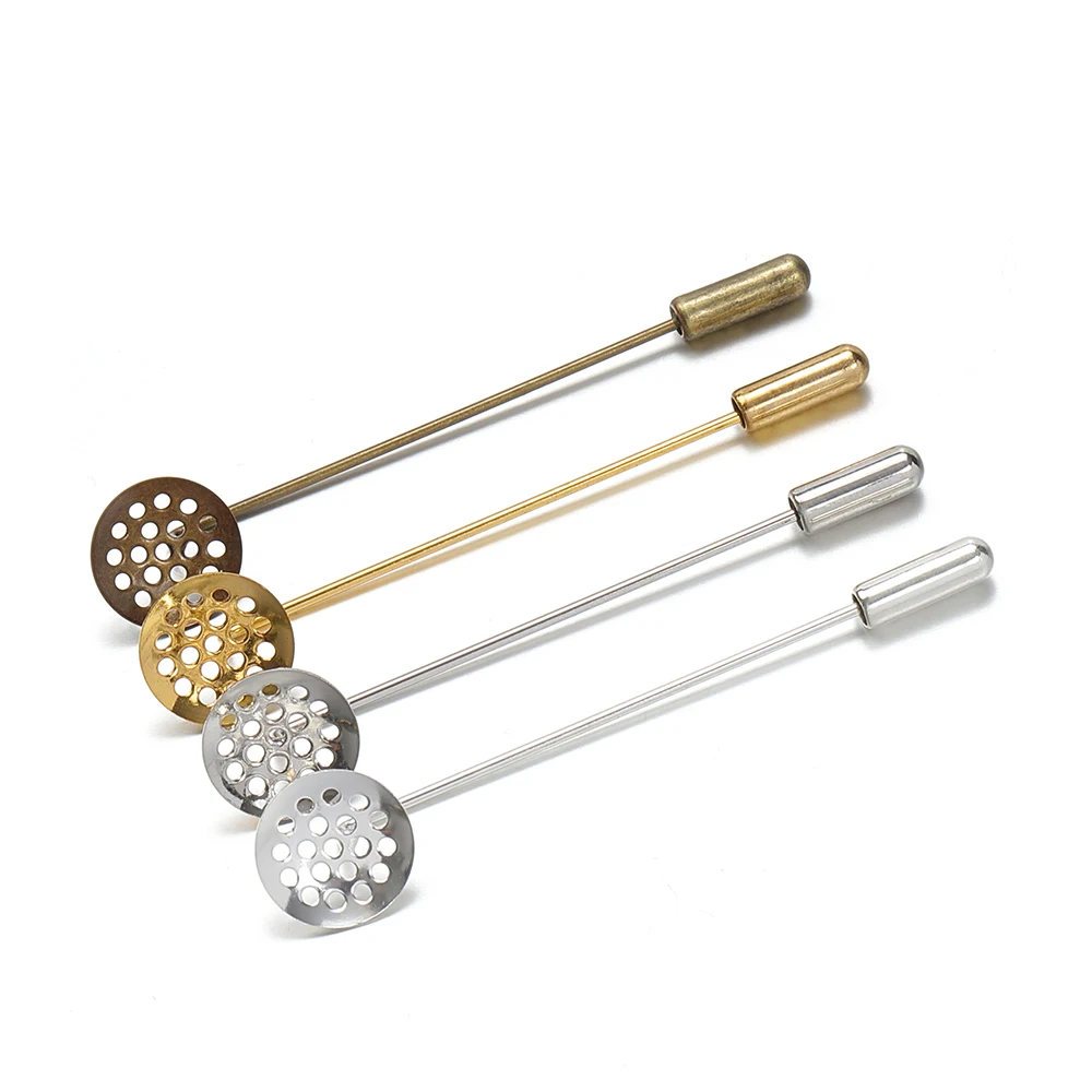 

10Pcs/lot Metal Long Brooch Pins Settings12mm Round Blank Tray Pins Base For DIY Jewelry Making Brooches Accessories Wholesale
