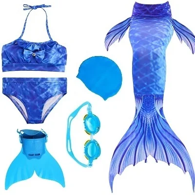 Blue 05 set 2 Хвост русалки для девочек, купальный костюм, детский Zeemeerminstaart Cola De Sirena Cauda De Sereia косплей, Костюм Русалки - Цвет: Blue 05 set 2