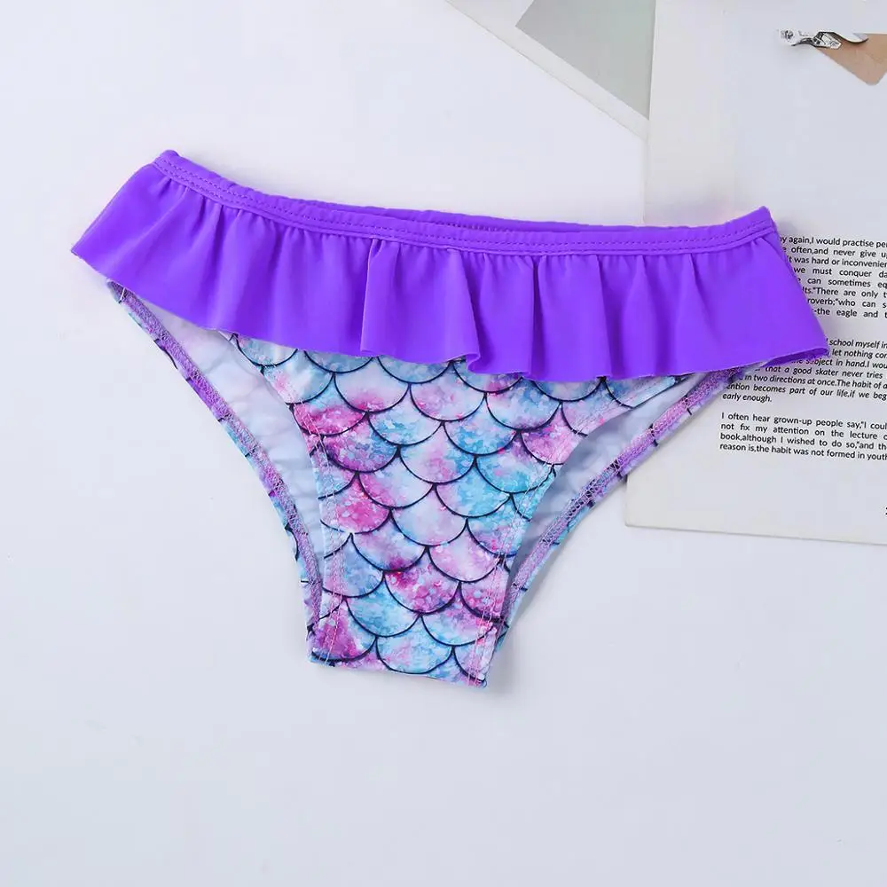 UPF 50+ Children's Swimwear Girls Tankini Swimsuit Long Sleeves Fish Scales Printed Rashguard Tops with Bottoms Kids Swimsuits