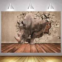 custom 3d lifelike wild animal backdrop wall mural rhino photography background wallpaper room sofa tv poster photocall studio