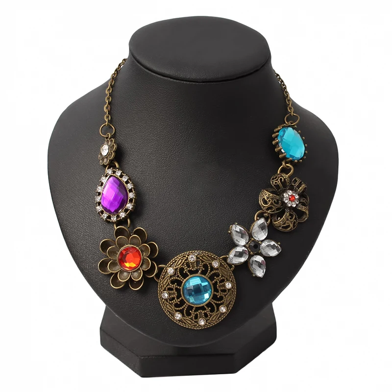 Ожерелье в стиле ретро с разноцветными камнями и каплями воды для женщин