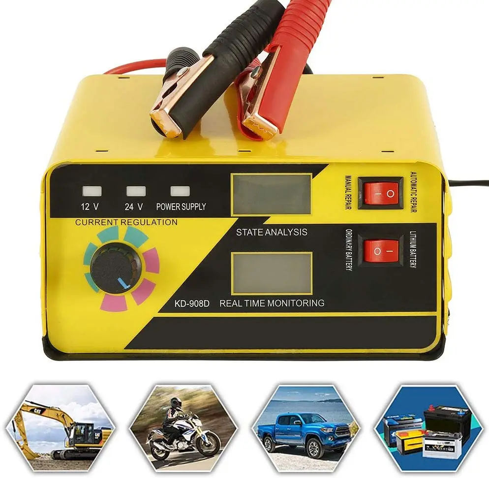 

12V 24V 20A Automatic Trickle Battery Charger/Maintainer with LCD Screen for Cars Motorcycles Lawn Mower Boat, Lithium/Lead-Acid
