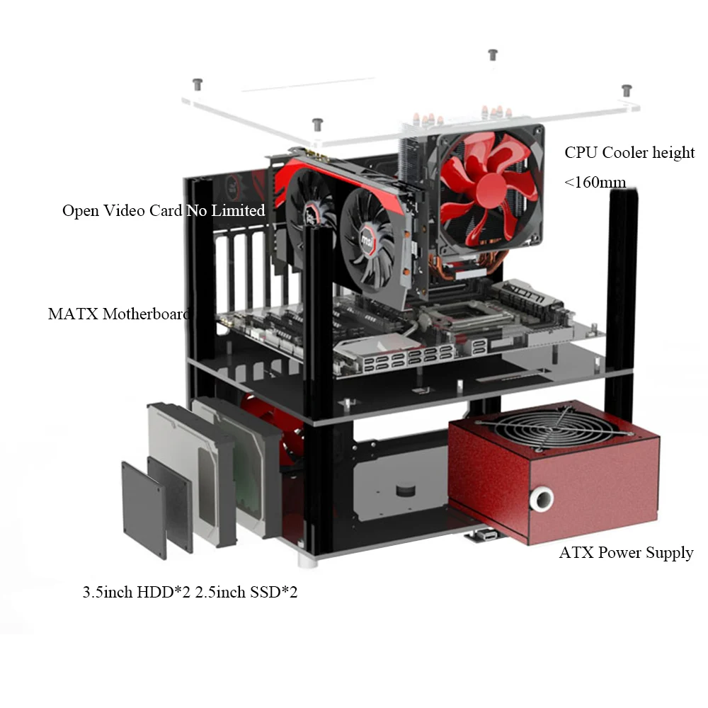 Акриловый матовый чехол сделай сам для компьютера с поддержкой ITX двухслойный