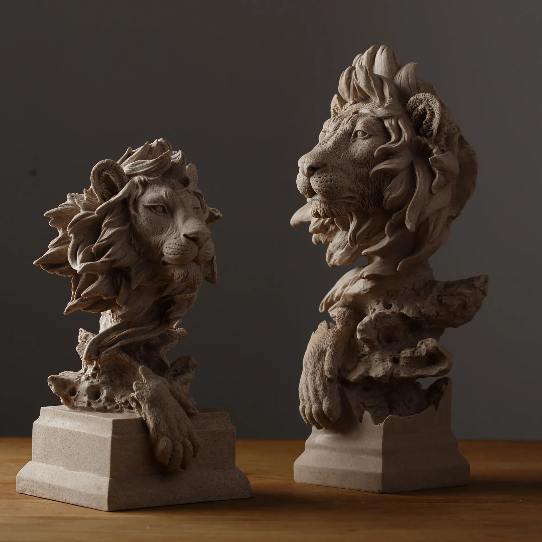 

American Sandstone Animal Resin Tiger Bear Wolf Head Sculpture Office Furnishings Decoration Crafts Living Room Home Accessories