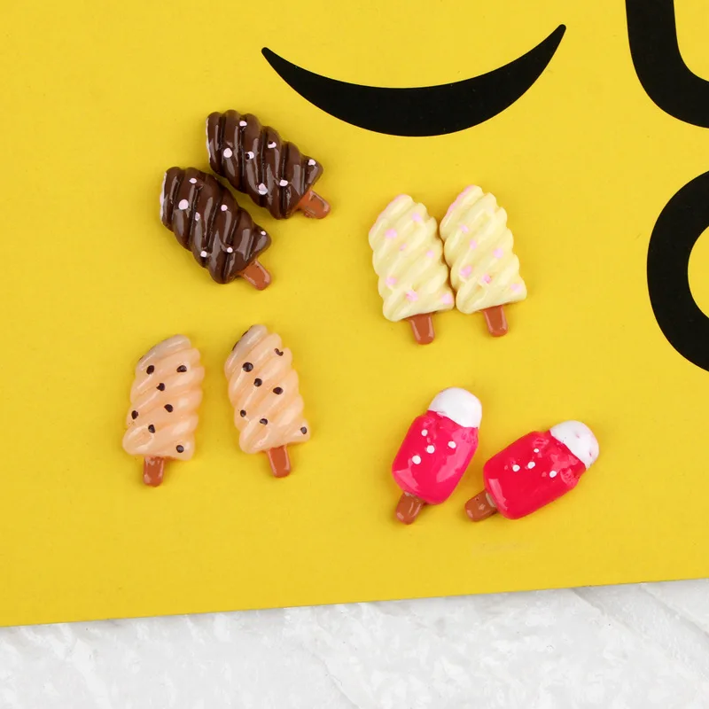 Мини-заказ 4*20 мм каваи кабошон из смолы милый еда Мороженое Flatback камея глина