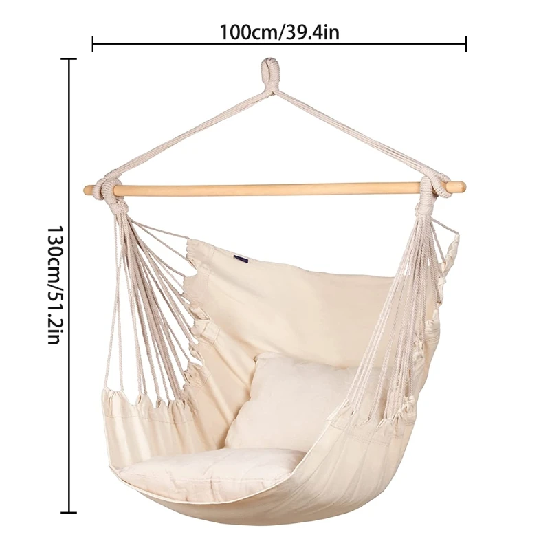 

Outdoor Toy Detachable Hammock Chair with Safety Rope Thickened Hanging Swing Chair Interactive Backyard Toy for Kids