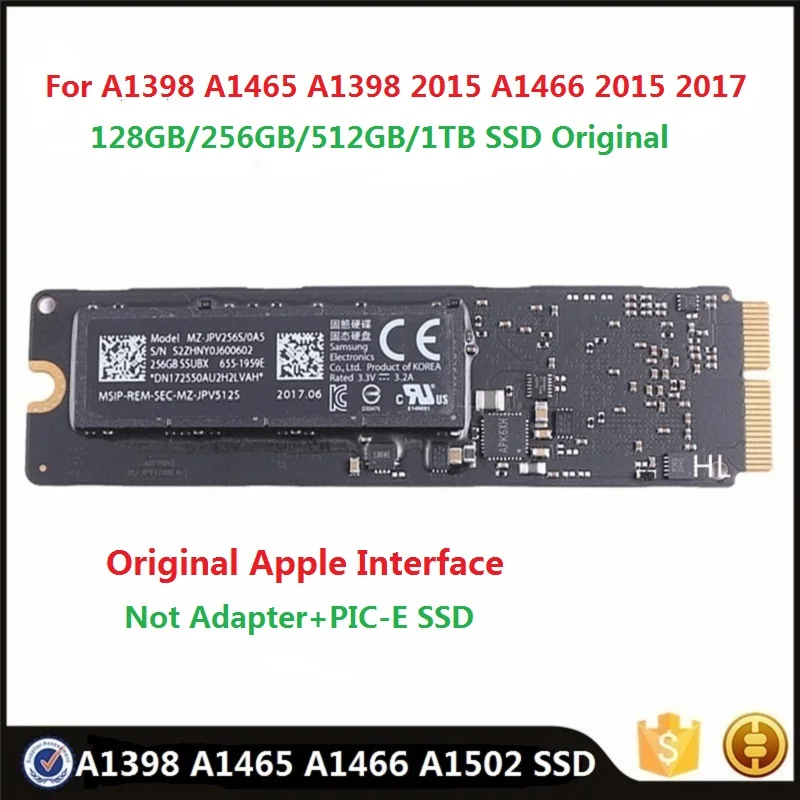 

Протестированный твердотельный накопитель 128 ГБ 256 ГБ 512 ГБ ТБ SSD для Macbook A1398 A1465 A1502 2015 A1466 2015-2017 M.2 NVMe, обновленный оригинал