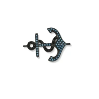 blackblue cubic zirconia stones nautical anchor charm handmade gun metal cz gunmetl jewelry findings brass lovely connector her