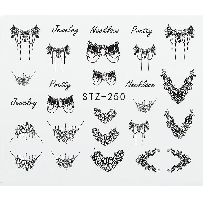 1 шт стикер s для дизайна ногтей черное ожерелье линейные маникюрные слайдеры 3D