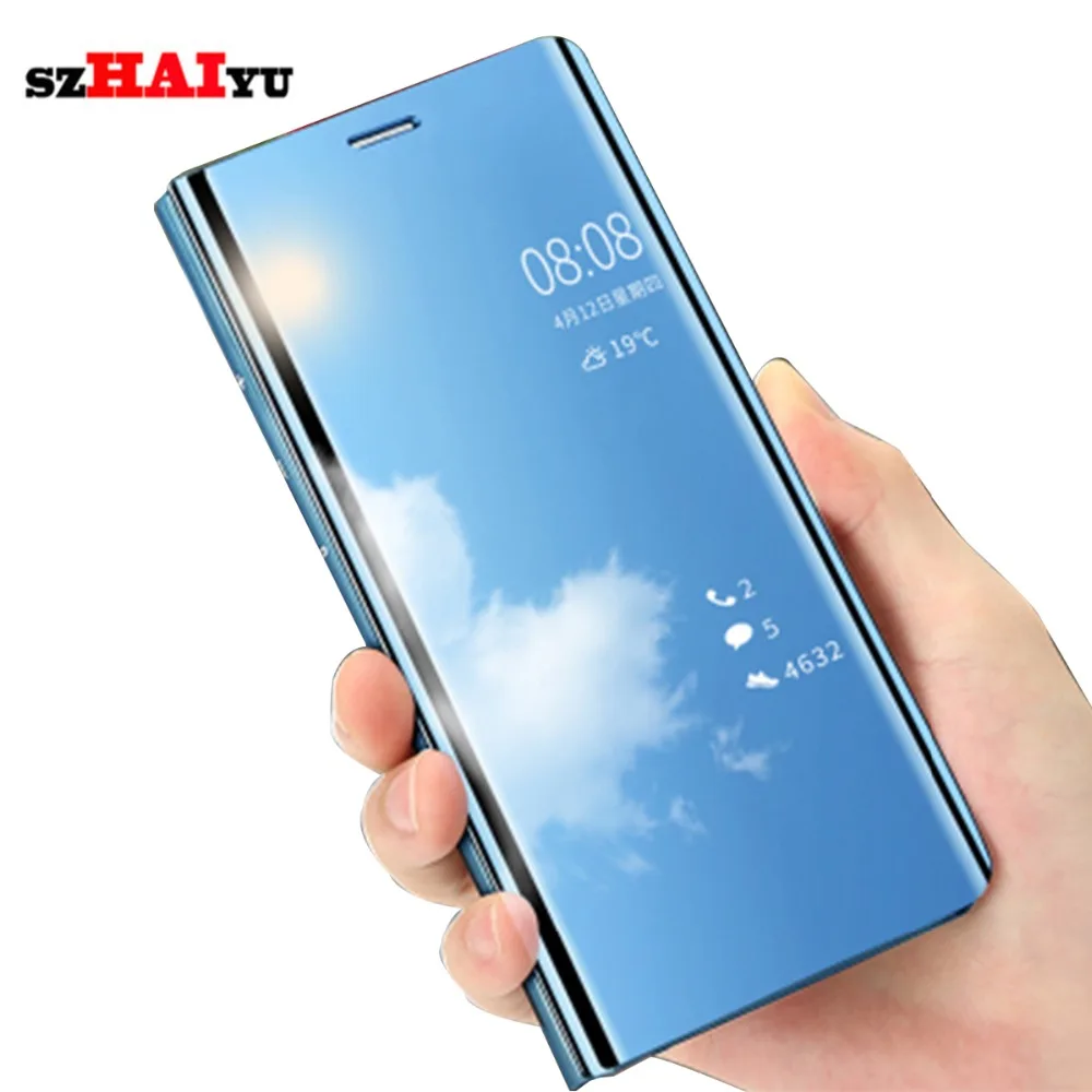 Модный прозрачный зеркальный чехол для Samsung Note 4 5 8 9 S6 S7 S8 S9 S6edge S7edge Plus кожаный