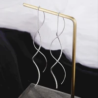 drop earrings wavy line tassel chain for women simple girl temperament design female vintage fashion jewelry wholesale