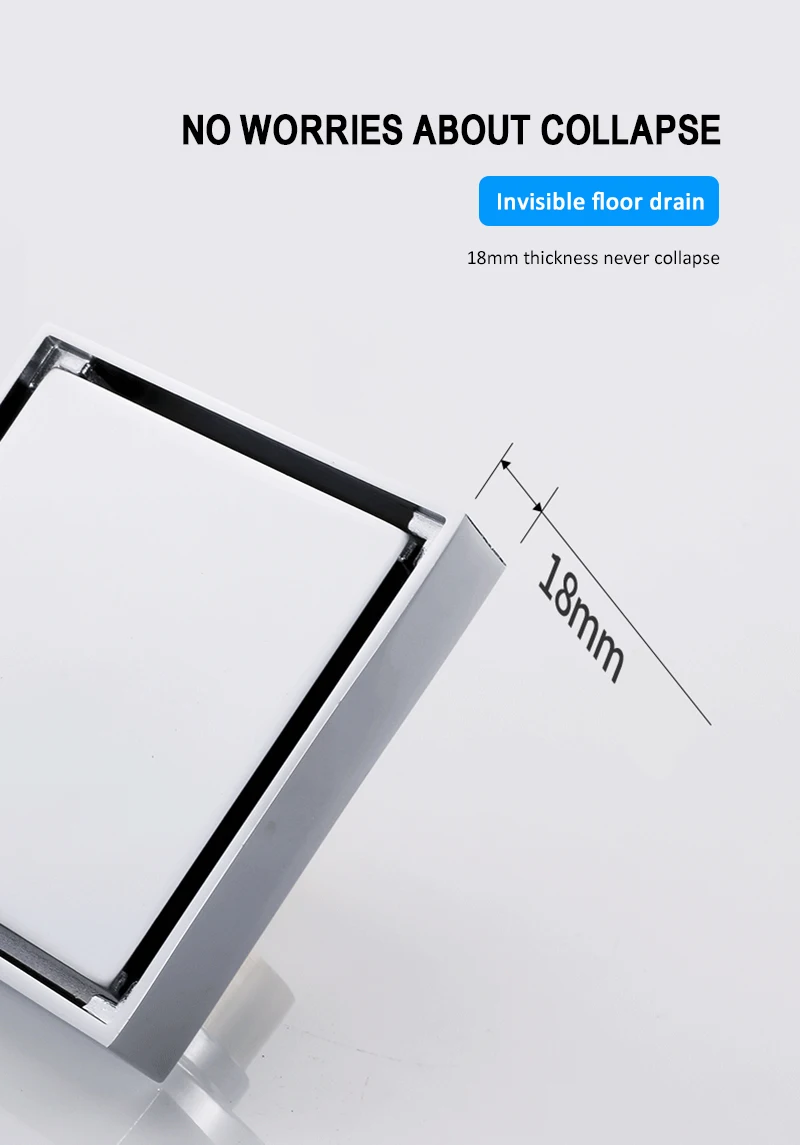 

New Hot Floor Drains Stainless Steel Square Shower Floor Drains Tile Insert Drain Channel Bathroom Kitchen Waste Invisible Floor