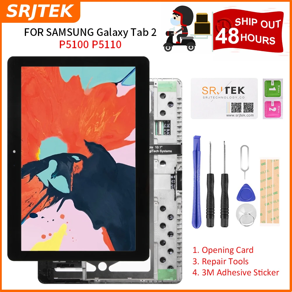 Srjtek 10 1 дюйма для Samsung Galaxy Tab 2 P5100 P5110 сенсорный ЖК дисплей с матрицей в сборе рамкой