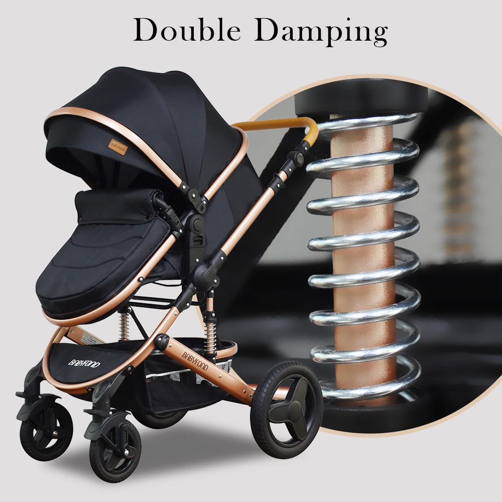 Babyfond High Landscape Baby Stroller 4 in 1 Newborn Pram Bassinet Pushchair Light Two-way Shock-absorbing Child Cart Send Bags enlarge