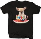 Футболка для чихуахуа с изображением собаки, сидящего в красочном горошек, кофейной чашки, Милая футболка с изображением животного, крутая футболка в стиле хип-хоп, женская готическая футболка в стиле Харадзюку