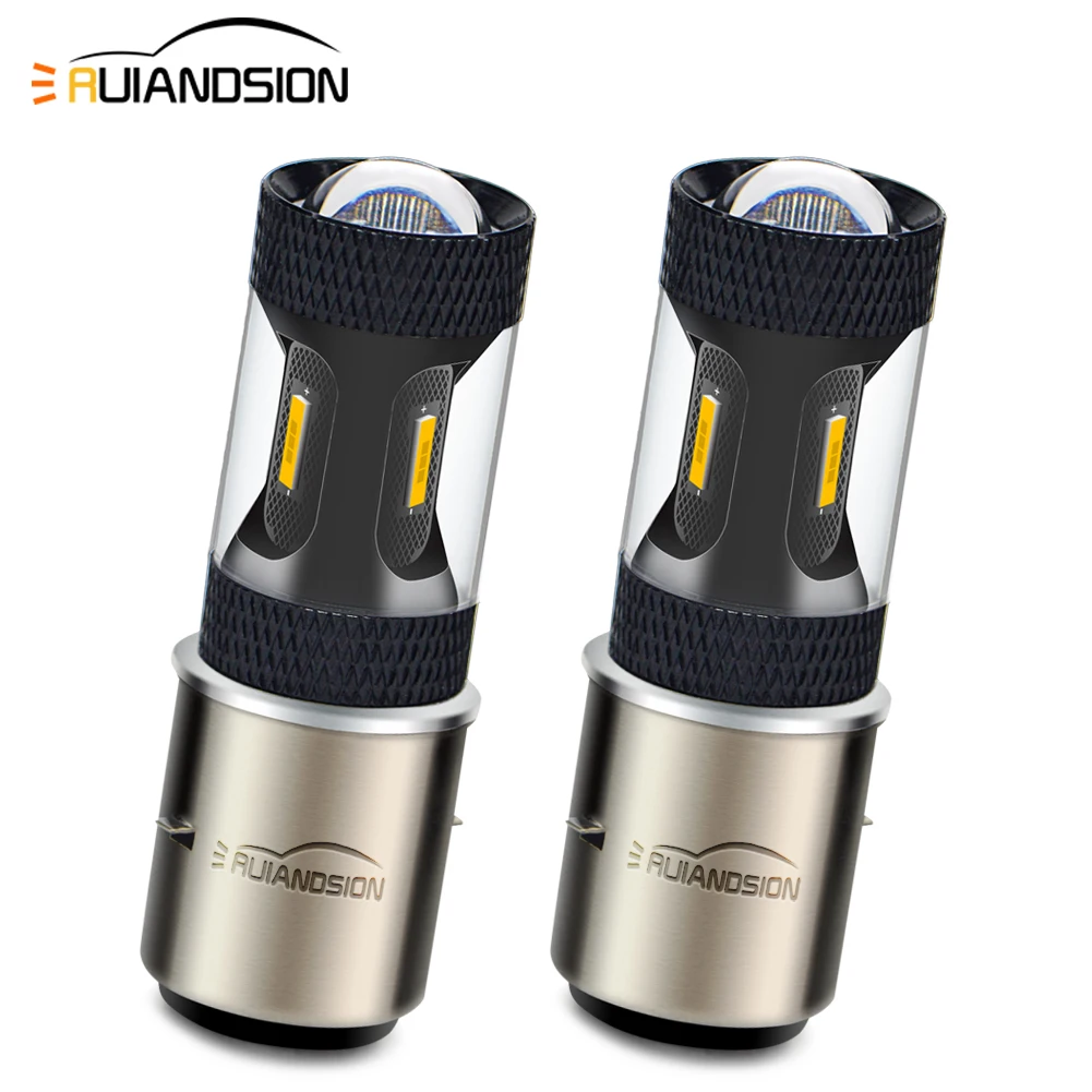 

RUIANDSION 2 шт. BA20d H6 фары для мопедов скутеров фары мотоцикла линзы 2400 лм 10-32 в 12 В 24 в 1860SMD белый лимонно-желтый