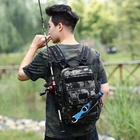 fishing tackle backpack water resistant fishing gear storage bag large capacity backpack chest bag for fishing outdoor hiking