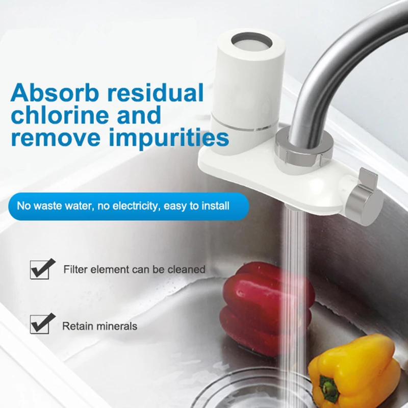 

Household Mini Tap Water Purifier Kitchen Faucet Washable Ceramic Percolator Water Filter Filtro Rust Removal Replacement