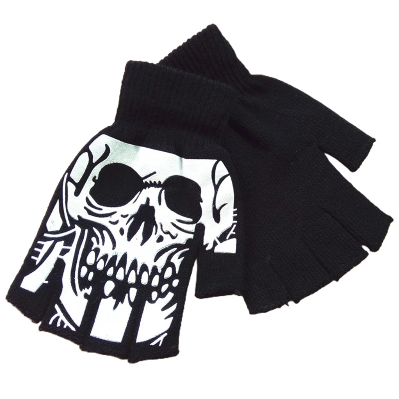 

Перчатки-скелетоны унисекс, теплые перчатки с полупальцами и черепом, новинка, реквизит для фото, товары для хэллоуивечерние, реквизит для с...