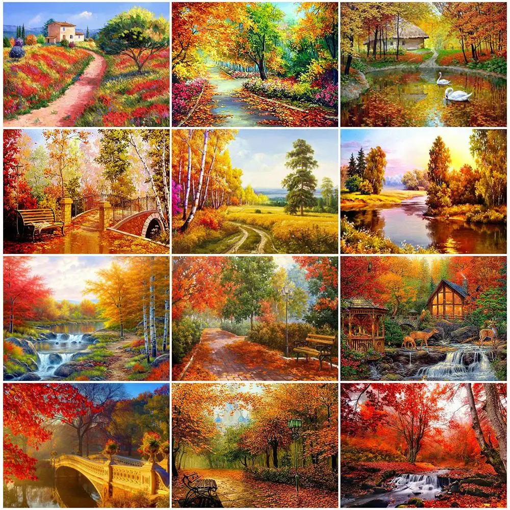 

Royal Secret Diamond Painting Autumn Scenery Picture Rhinestone Full Square/Round Mosaic Tree Rhinestone Embroidery Wall Decor