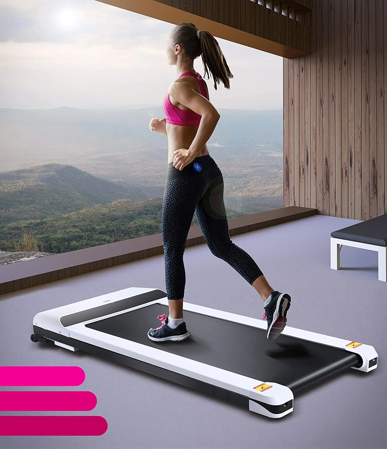 

Esteira portátil para caminhada, tapete baixo da mesa, com tela lde, app esportivo, máquina de corrida sem montagem